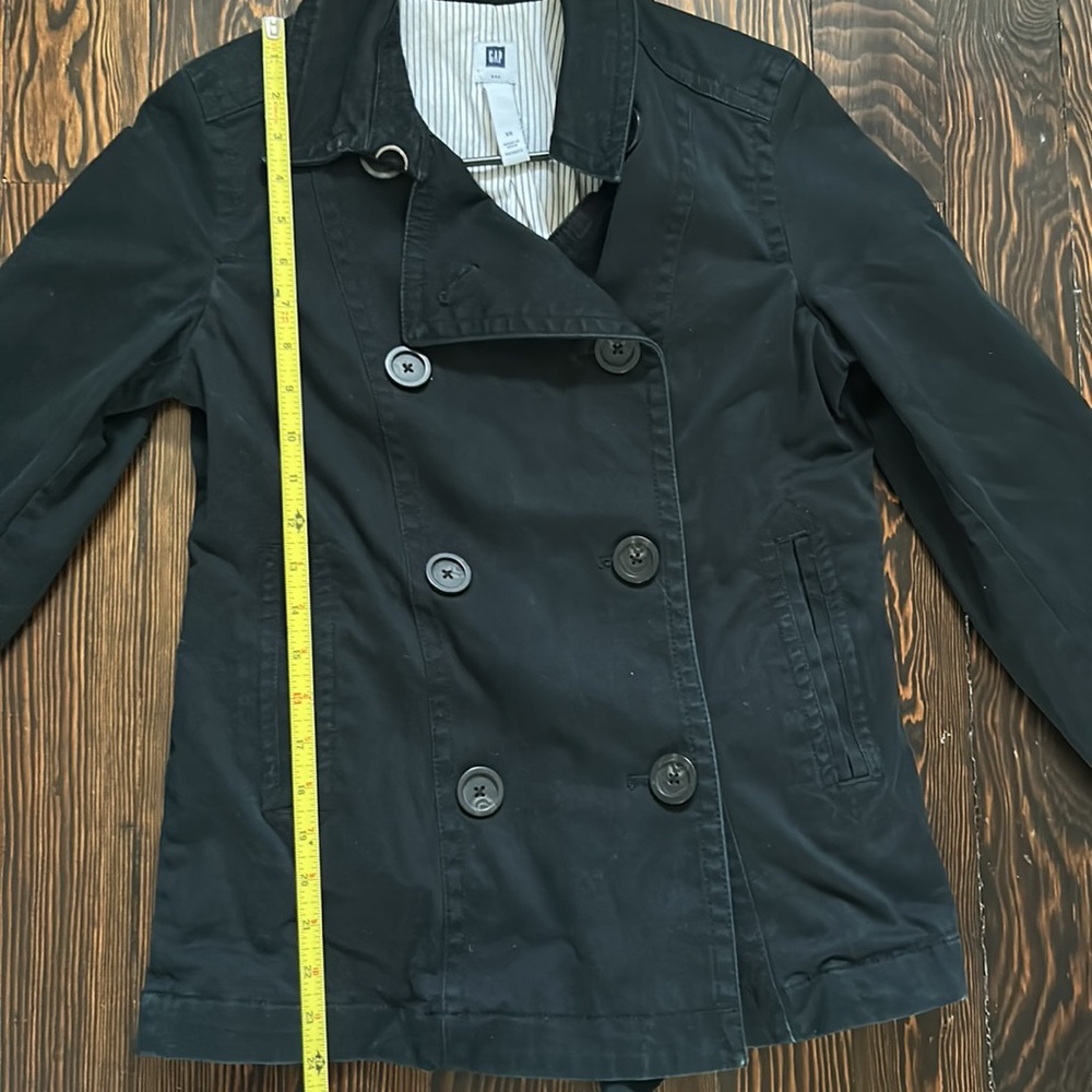 Black Gap Collared Button Up Cotton Raincoat Pea … - image 6